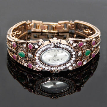 Vintage Antique Gold Color Women Bracelet Bangle Quartz Dress Watch - The Jewellery Supermarket